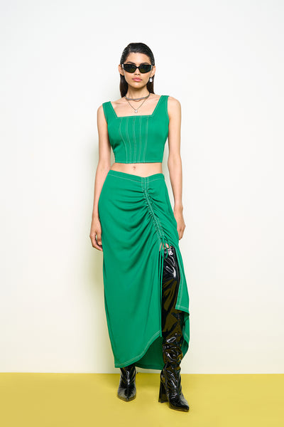Pooja Rajgarhia Gupta Green Corded Corset indian designer wear online shopping melange singapore