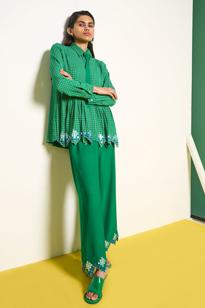 Pooja Rajgarhia Gupta Green Honeybee Co-ord Set indian designer wear online shopping melange singapore