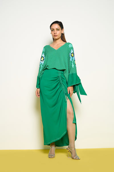 Pooja Rajgarhia Gupta Green Ladybug Skirt indian designer wear online shopping melange singapore