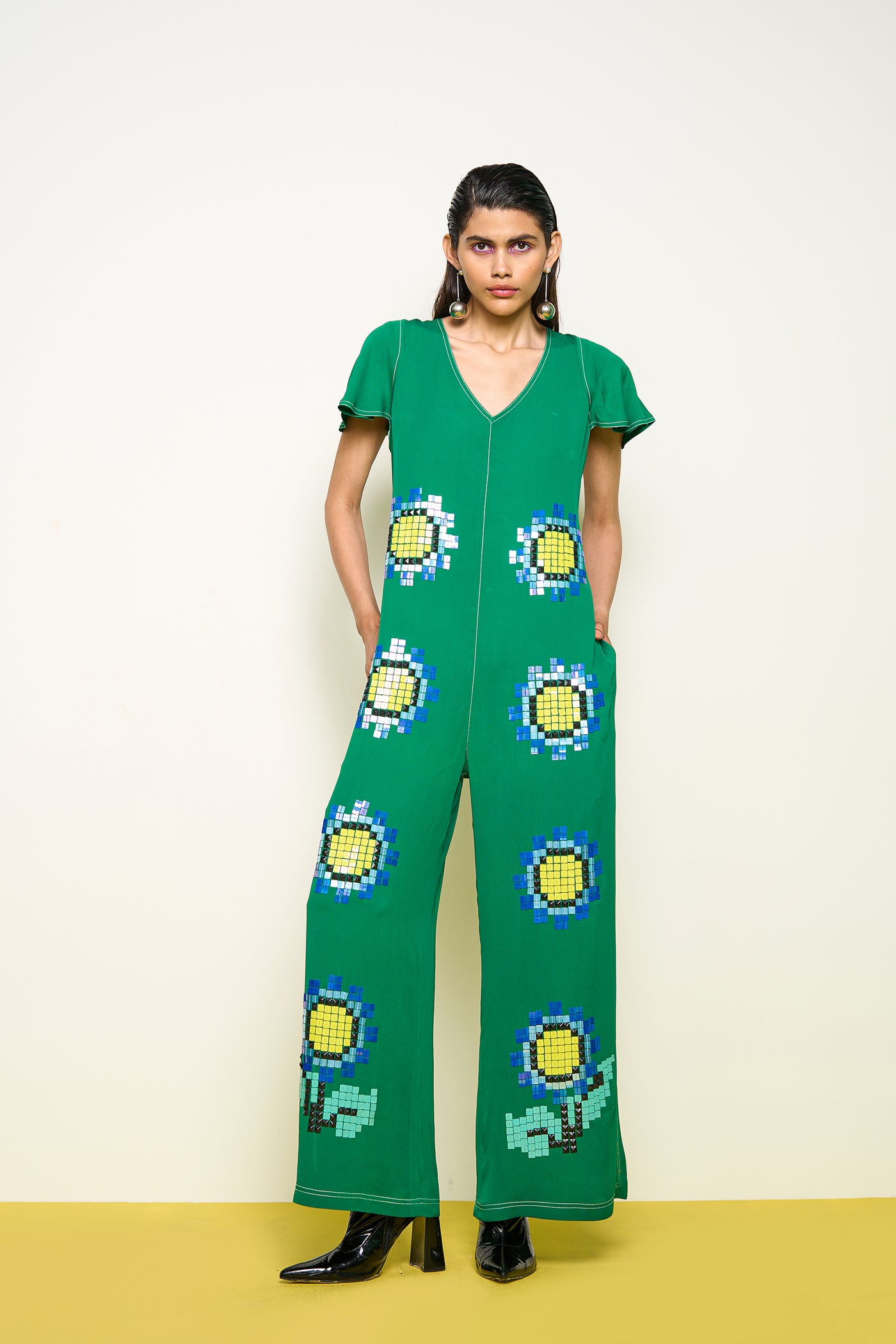Pooja Rajgarhia Gupta Green Wilding Jumper indian designer wear online shopping melange singapore