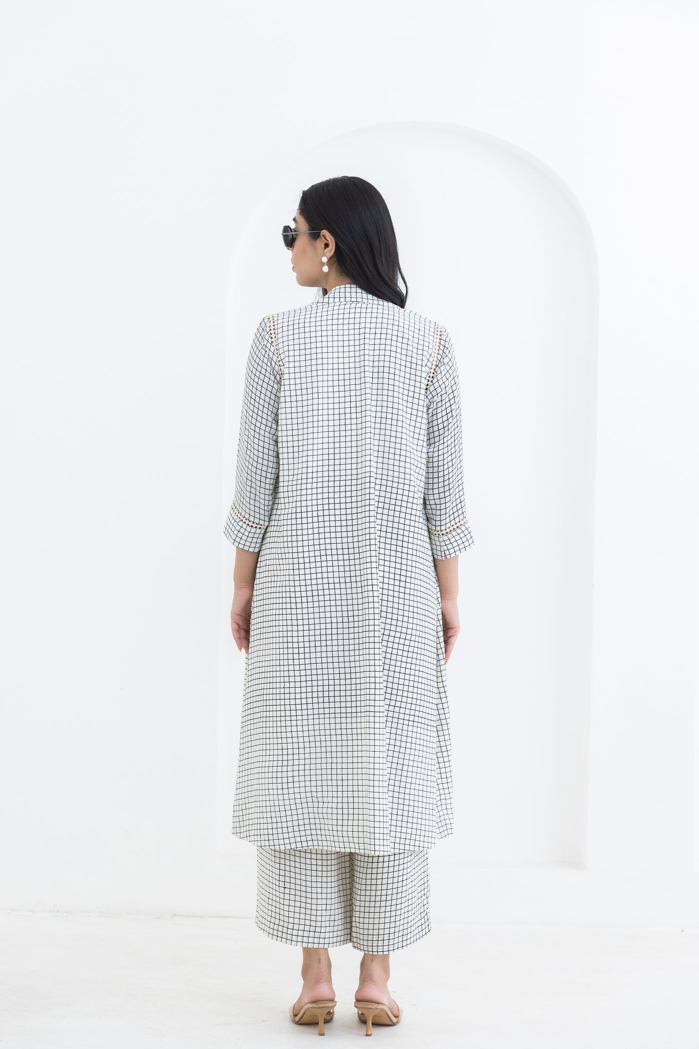 Pooja Rajgarhia Gupta Grid Jacket Set indian designer wear online shopping melange singapore