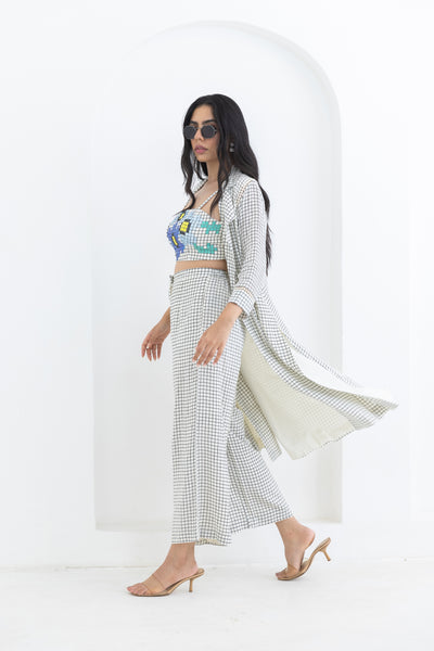 Pooja Rajgarhia Gupta Grid Jacket Set indian designer wear online shopping melange singapore