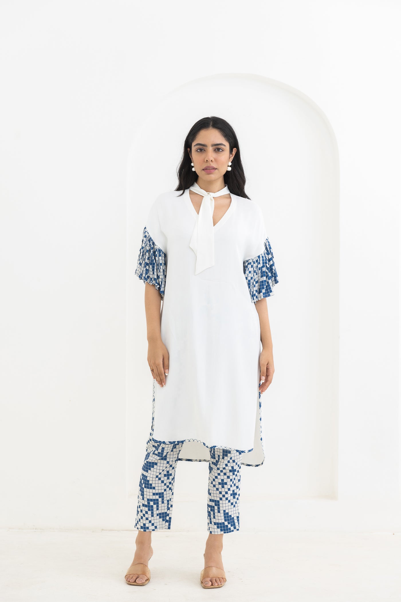 Pooja Rajgarhia Gupta Ivory Frill Kurta Co-ord indian designer wear online shopping melange singapore
