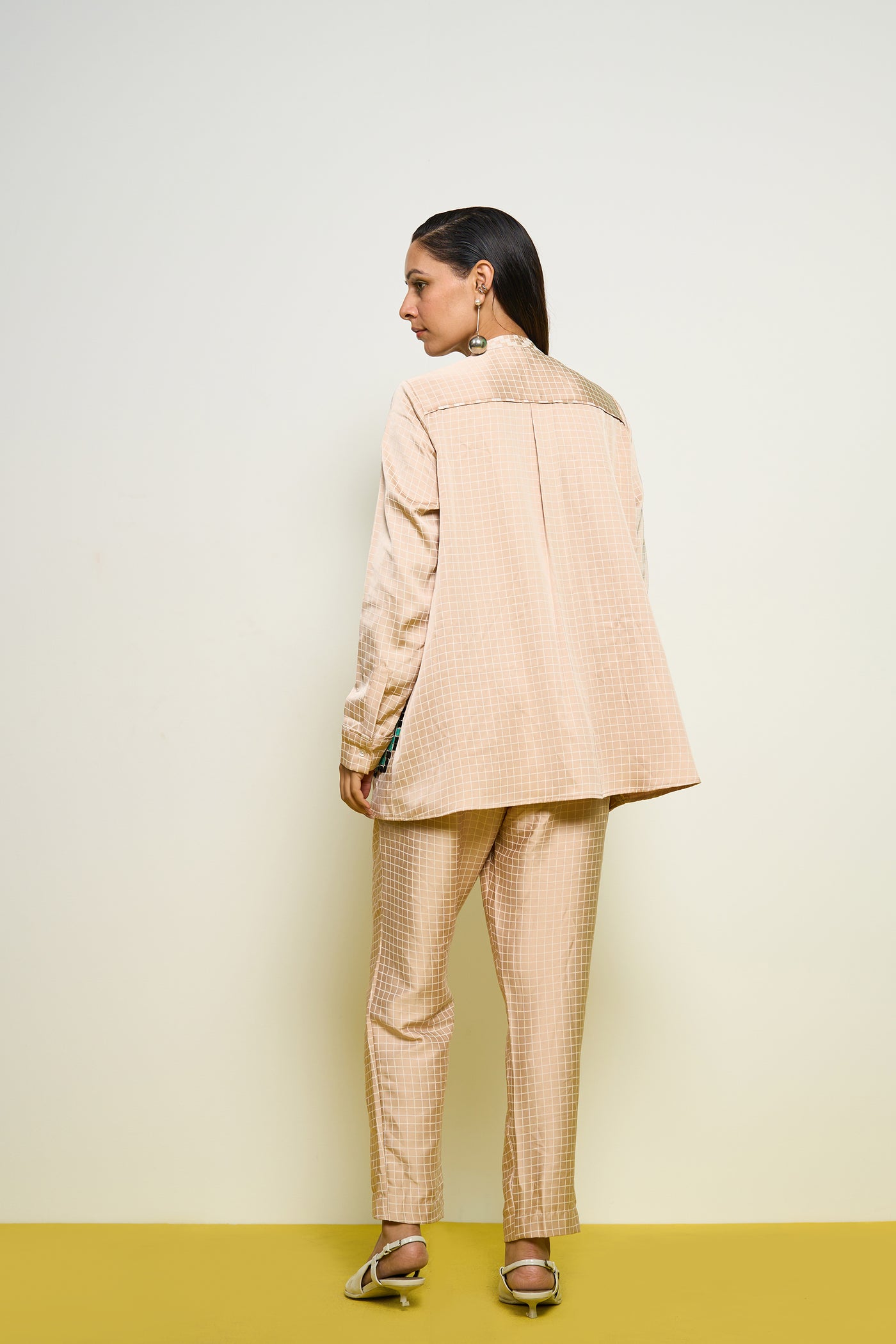 Pooja Rajgarhia Gupta Nude Checkered Pants indian designer wear online shopping melange singapore
