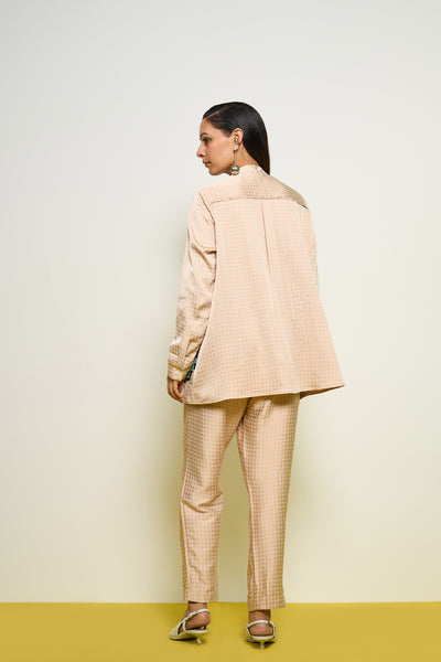 Pooja Rajgarhia Gupta Nude Checkered Pants indian designer wear online shopping melange singapore