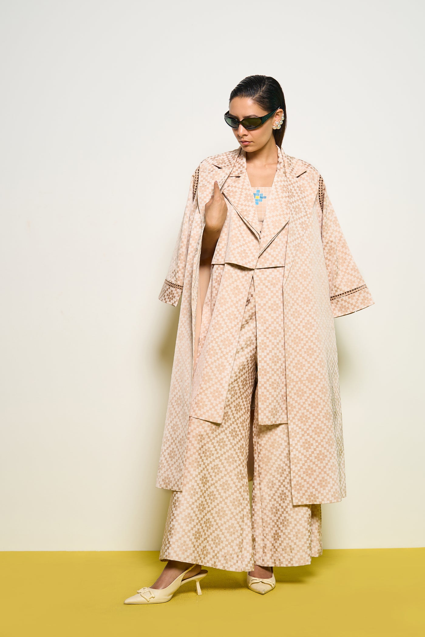 Pooja Rajgarhia Gupta Nude Honeycomb Jacket indian designer wear online shopping melange singapore