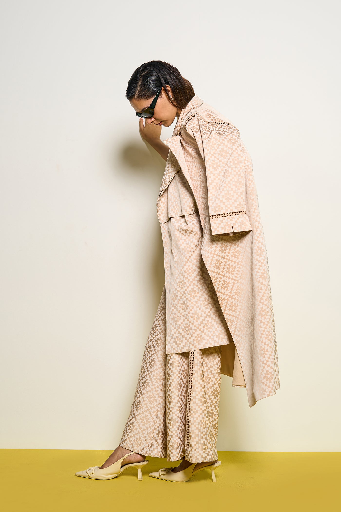 Pooja Rajgarhia Gupta Nude Honeycomb Jacket indian designer wear online shopping melange singapore