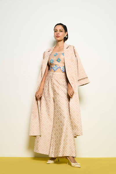 Pooja Rajgarhia Gupta Nude Honeycomb Pant indian designer wear online shopping melange singapore