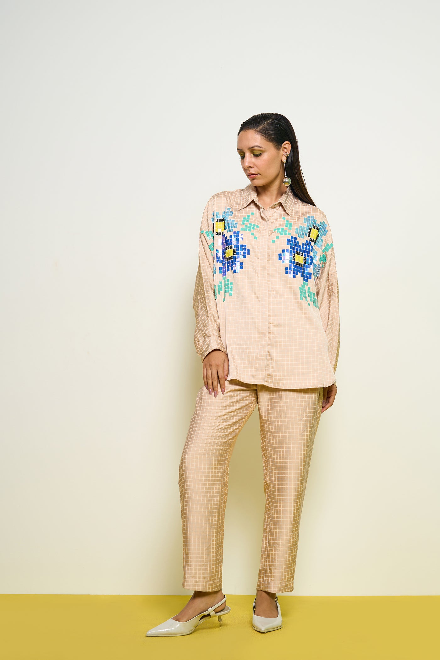 Pooja Rajgarhia Gupta Nude Kimono Shirt indian designer wear online shopping melange singapore