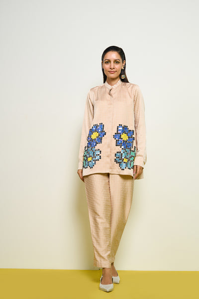 Pooja Rajgarhia Gupta Nude Wildflower Shirt indian designer wear online shopping melange singapore