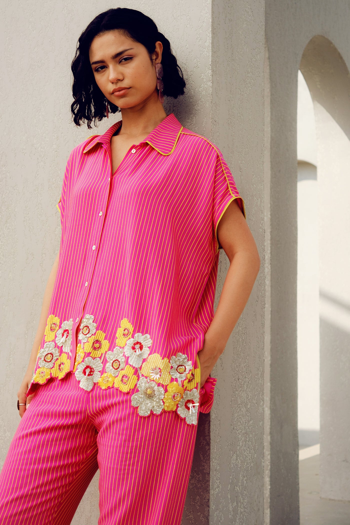 Pooja Rajgarhia Gupta Pink Sylvie Shirt indian designer wear online shopping melange singapore