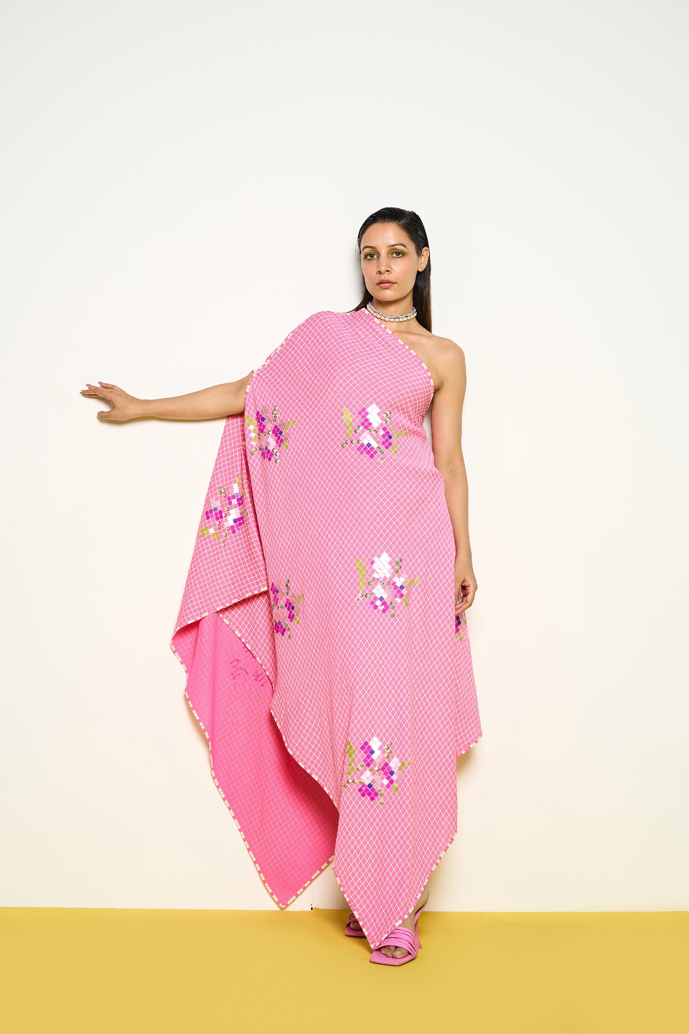 Pooja Rajgarhia Gupta Pink One-shoulder Co-ord Set indian designer wear online shopping melange singapore