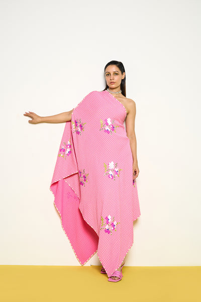Pooja Rajgarhia Gupta Pink One-shoulder Co-ord Set indian designer wear online shopping melange singapore