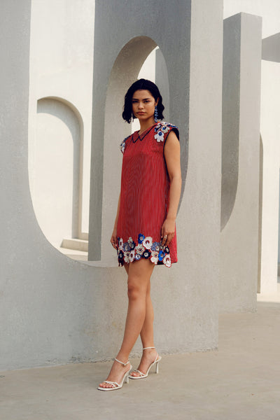 Pooja Rajgarhia Gupta Red Caroline Power Dress indian designer wear online shopping melange singapore