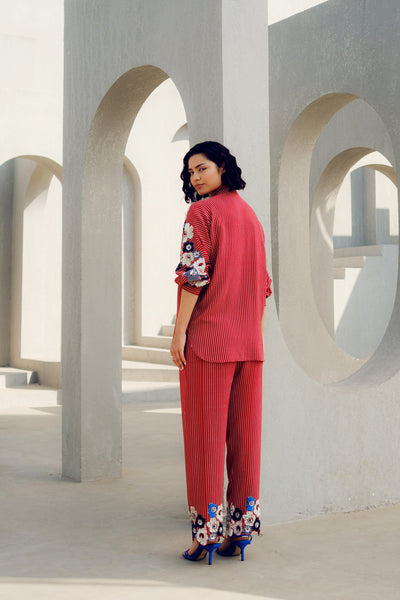 Pooja Rajgarhia Gupta Red Chloe Kimono Shirt indian designer wear online shopping melange singapore