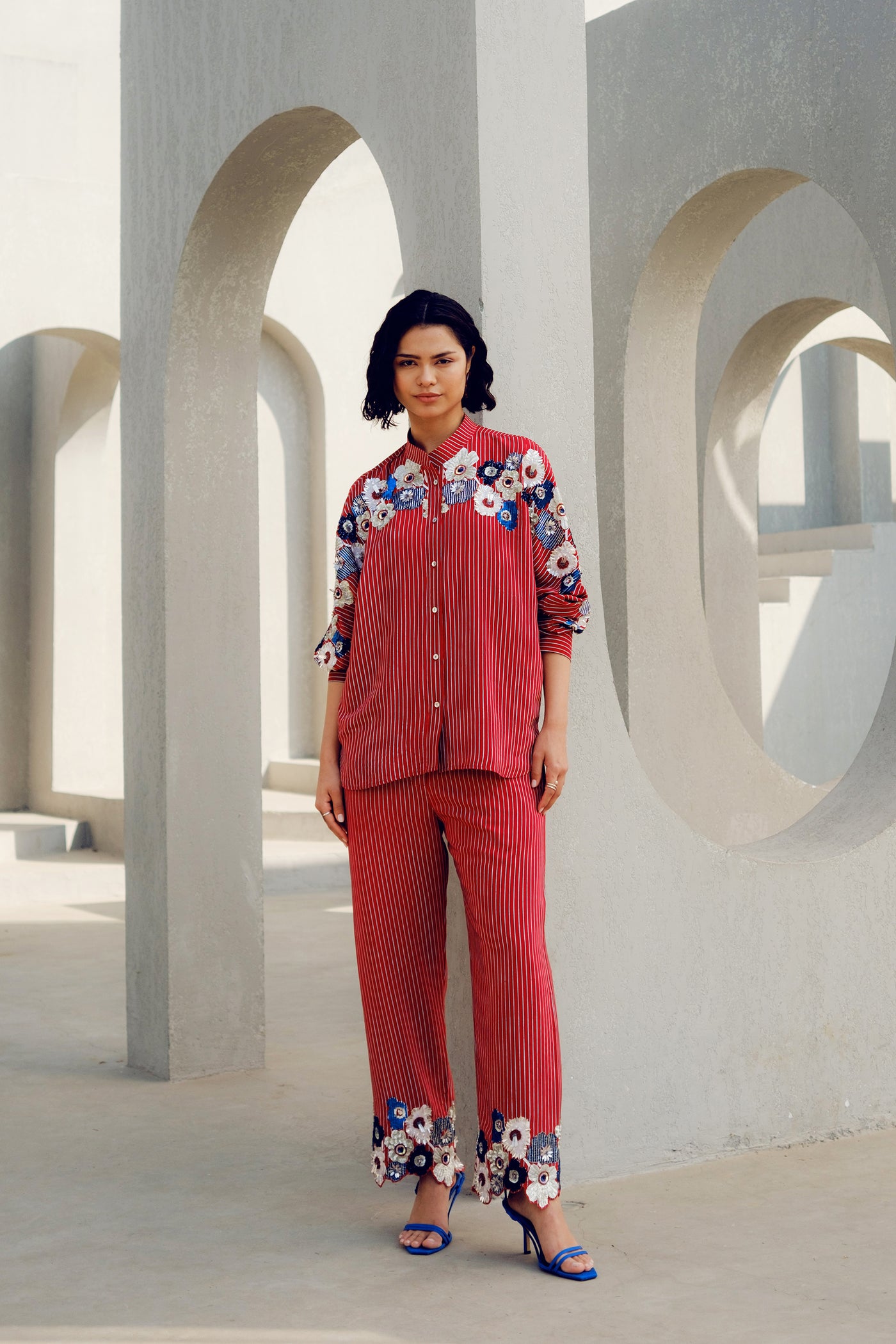 Pooja Rajgarhia Gupta Red Chloe Kimono Shirt indian designer wear online shopping melange singapore