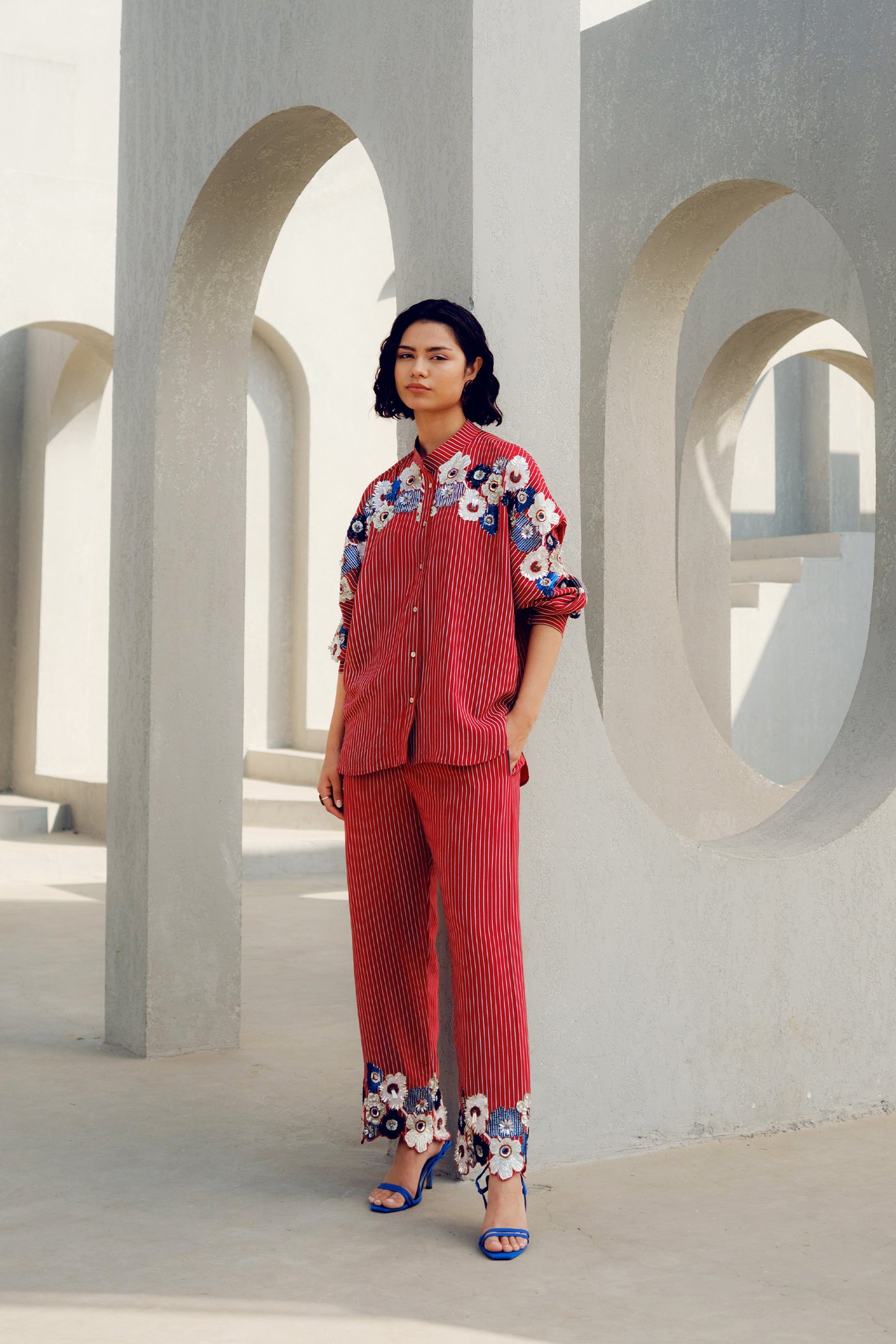 Pooja Rajgarhia Gupta Red Chloe Kimono Shirt indian designer wear online shopping melange singapore