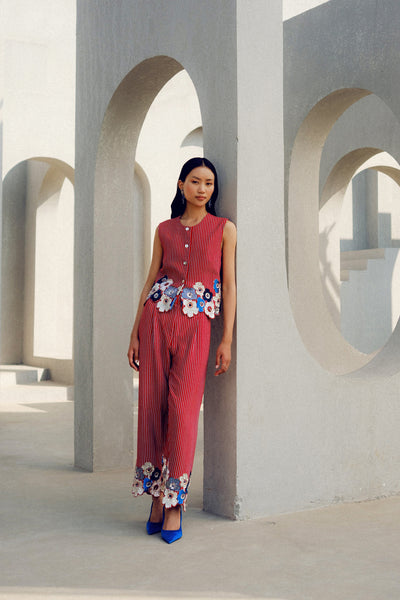 Pooja Rajgarhia Gupta Red Chloe Pants indian designer wear online shopping melange singapore