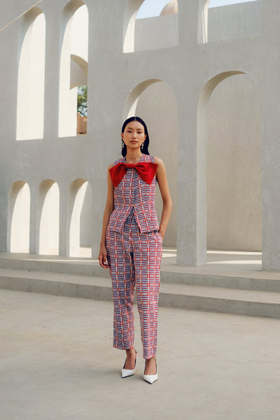 Pooja Rajgarhia Gupta Red Claire Jacket Set indian designer wear online shopping melange singapore