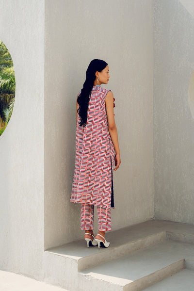 Pooja Rajgarhia Gupta Red Fleur Jacket Set indian designer wear online shopping melange singapore