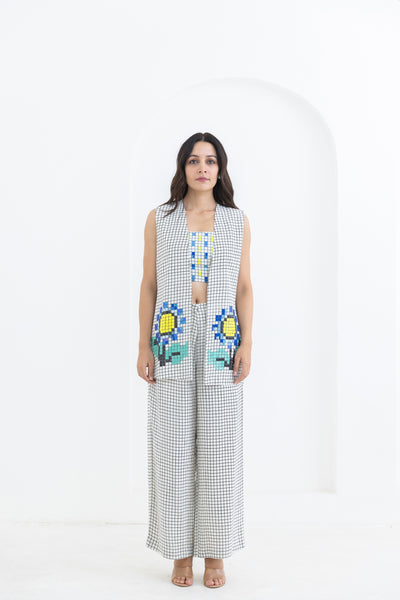 Pooja Rajgarhia Gupta Sunflower Jacekt Set indian designer wear online shopping melange singapore
