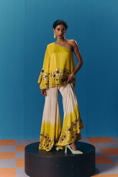 Pooja Rajgarhia Gupta The Sunlit Assymetric Co-ord Set indian designer wear online shopping melange singapore
