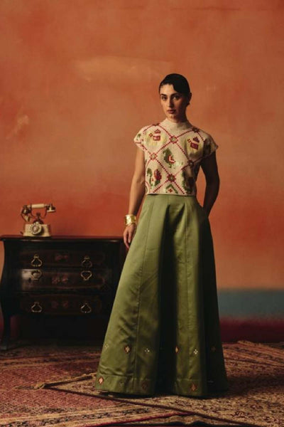 Pooja Rajgarhia Gupta Tota Maina Skirt Set indian designer wear online shopping melange singapore 