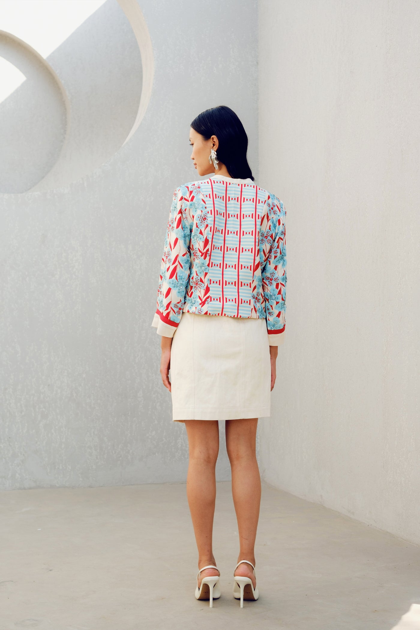 Pooja Rajgarhia Gupta White Denim Skirt indian designer wear online shopping melange singapore