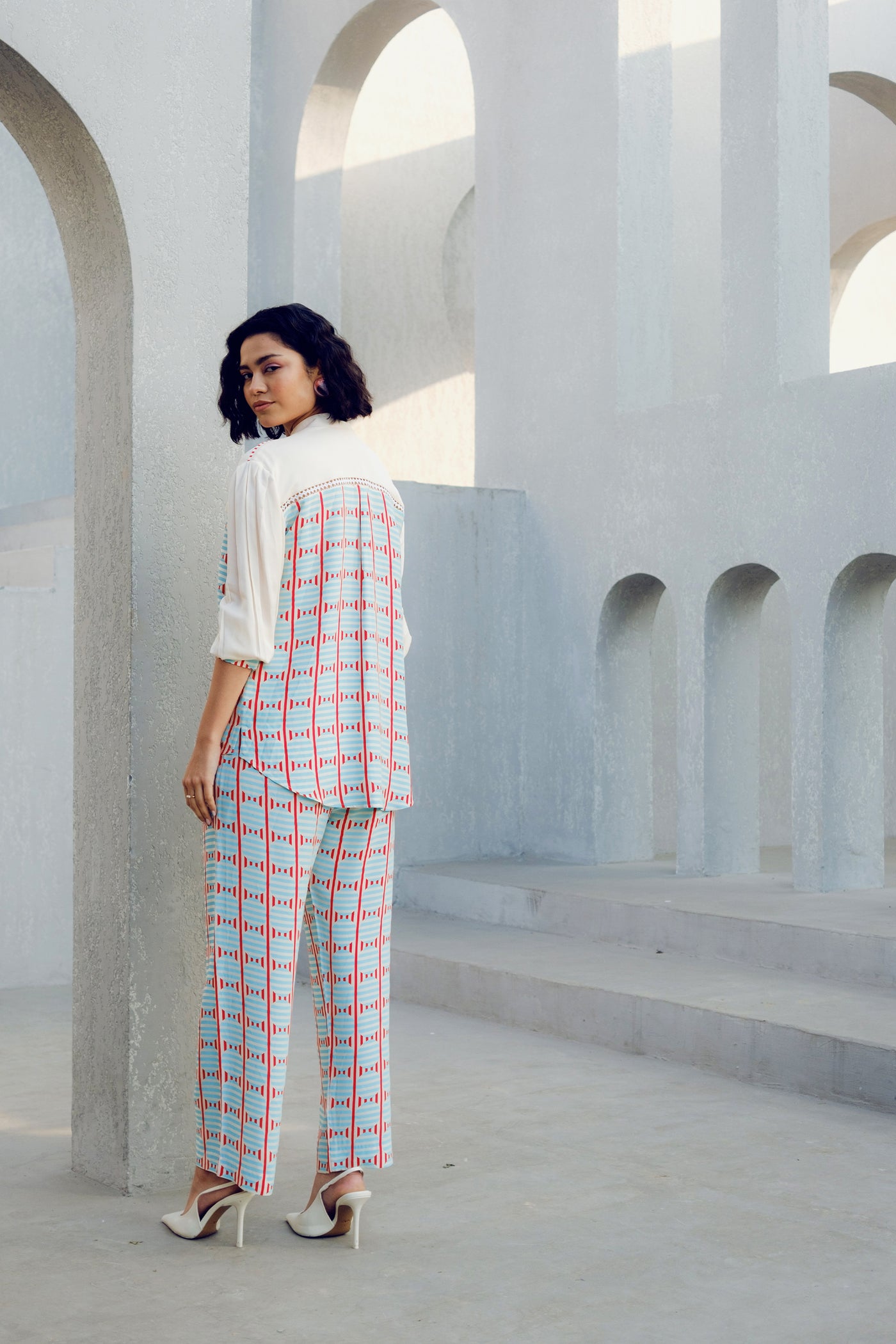 Pooja Rajgarhia Gupta White Illusion Lace Shirt indian designer wear online shopping melange singapore