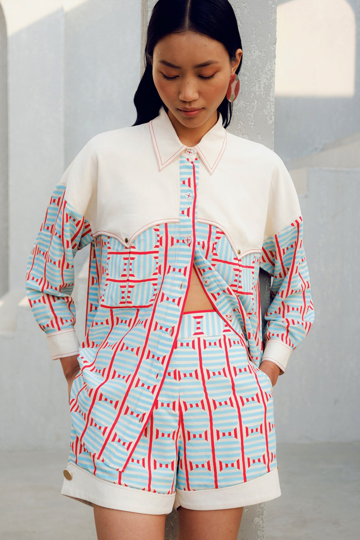 Pooja Rajgarhia Gupta White Illusion Shirt indian designer wear online shopping melange singapore