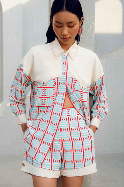 Pooja Rajgarhia Gupta White Illusion Shirt indian designer wear online shopping melange singapore