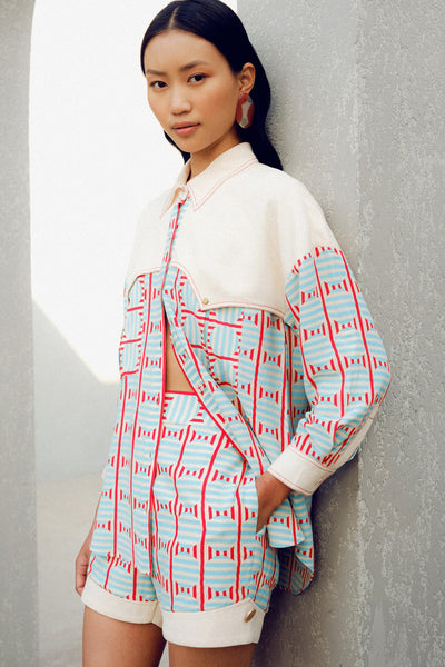 Pooja Rajgarhia Gupta White Illusion Shirt indian designer wear online shopping melange singapore