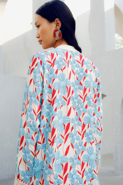 Pooja Rajgarhia Gupta White Print Play Frill Shirt indian designer wear online shopping melange singapore