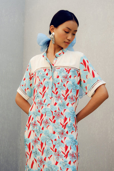 Pooja Rajgarhia Gupta White Print Play Shirt Dress indian designer wear online shopping melange singapore