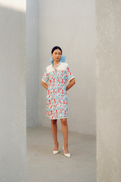 Pooja Rajgarhia Gupta White Print Play Shirt Dress indian designer wear online shopping melange singapore