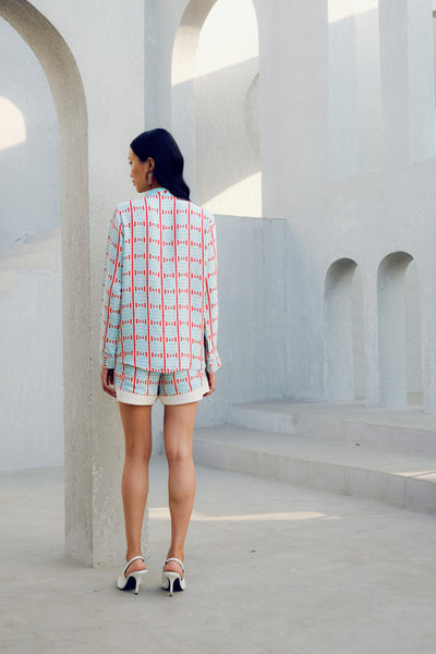 Pooja Rajgarhia Gupta White Zip Shirt indian designer wear online shopping melange singapore