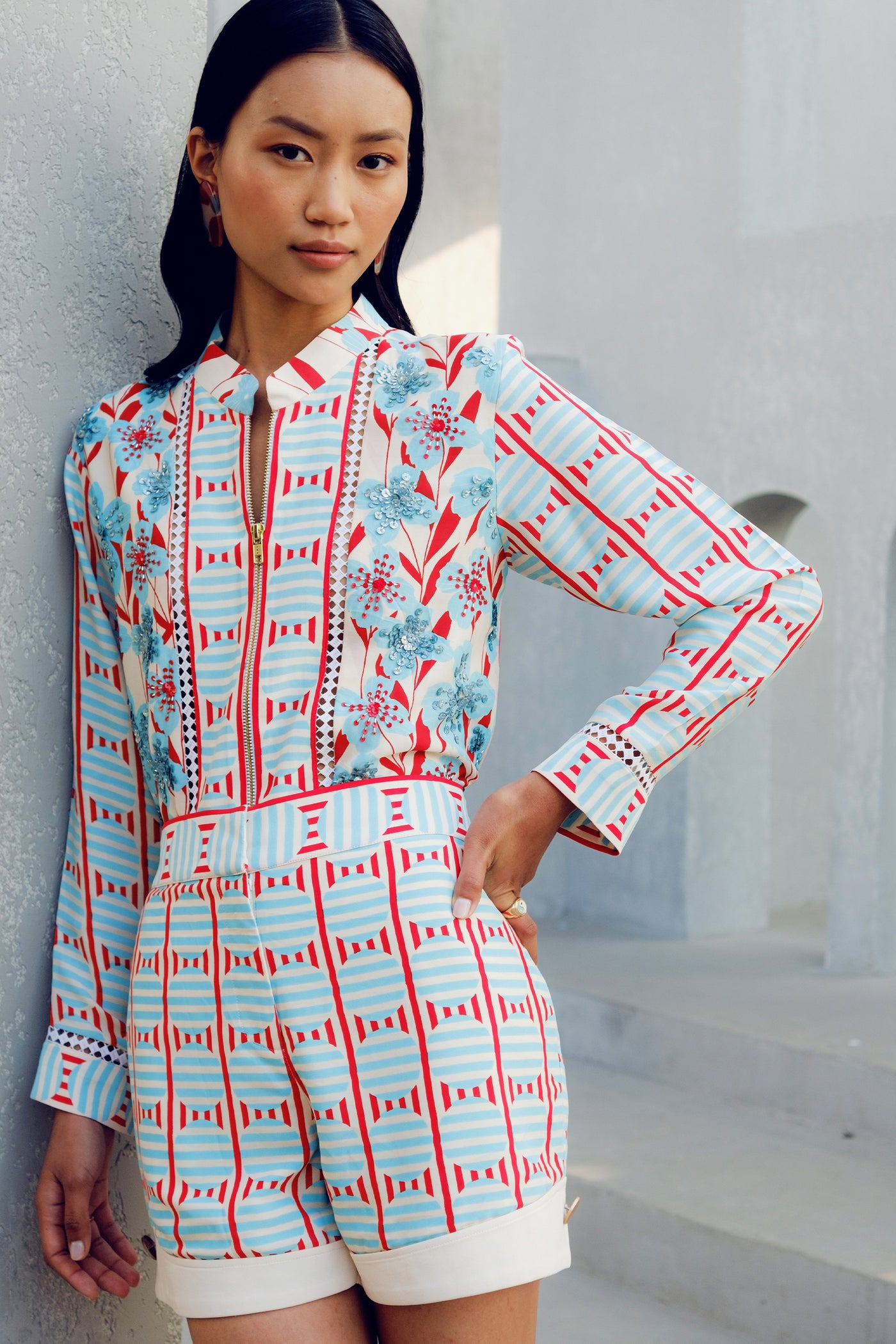 Pooja Rajgarhia Gupta White Zip Shirt indian designer wear online shopping melange singapore