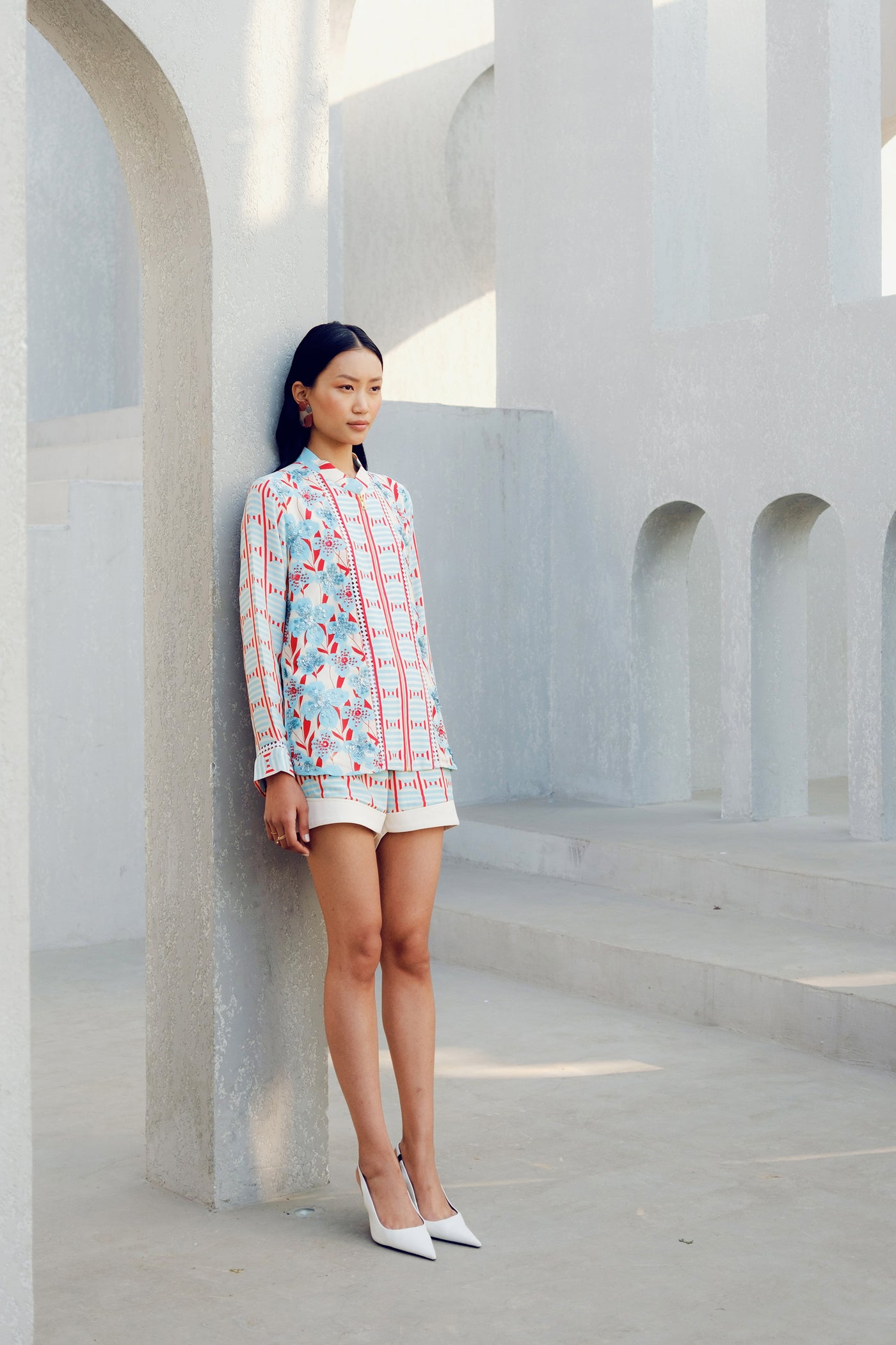 Pooja Rajgarhia Gupta White Zip Shirt indian designer wear online shopping melange singapore