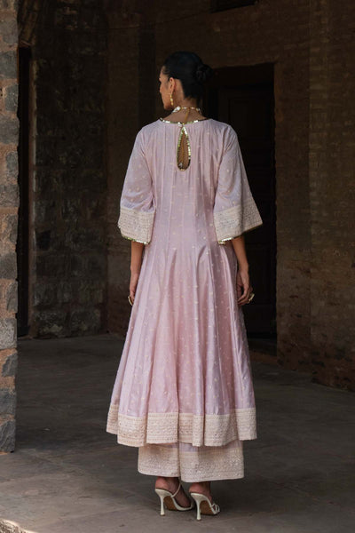 Preevin Big Border Onion Pink Anarkali With Pants  indian designer wear online shopping melange singapore