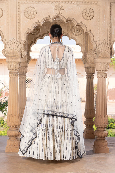 Preevin Black White 2d 3d Lehenga With Embroidered Dupatta indian designer wear online shopping melange singapore