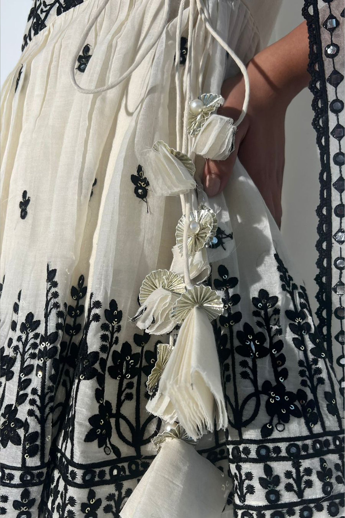 Preevin Black White Lotus Peplum Sharara indian designer wear online shopping melange singapore