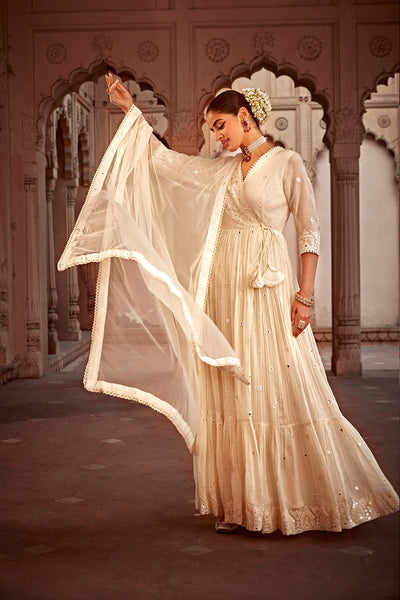 Preevin Blush Pink Temple Angrakha indian designer wear online shopping melange singapore