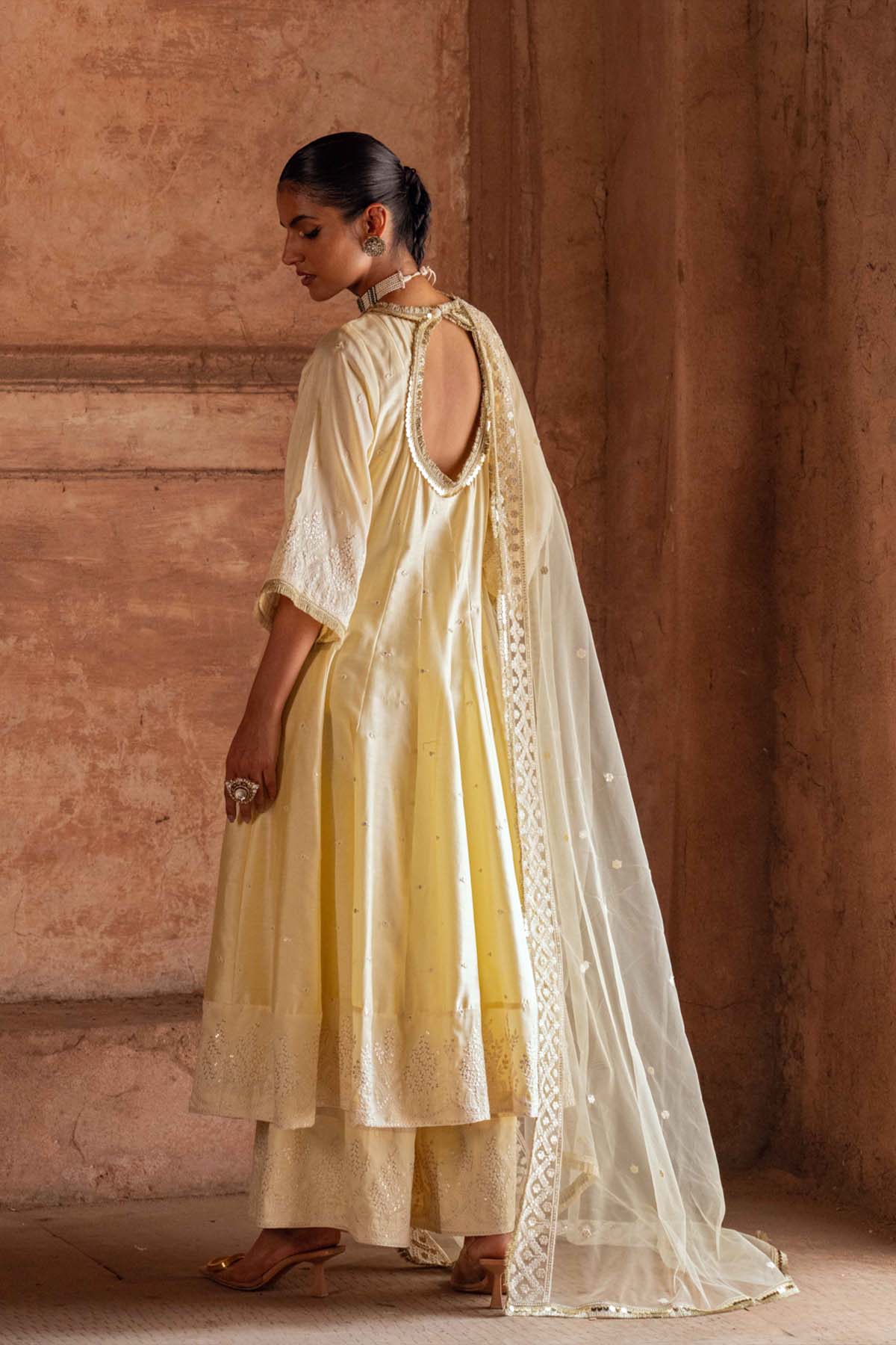 Preevin Forest Lemon Anarkali With Pants indian designer wear online shopping melange singapore 