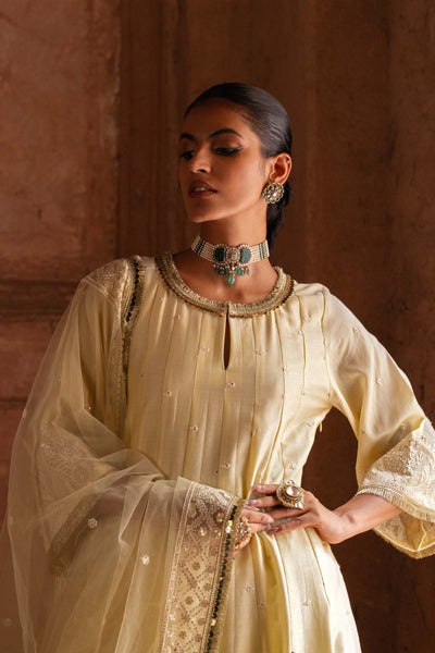 Preevin Forest Lemon Anarkali With Pants indian designer wear online shopping melange singapore 