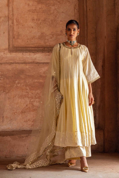 Preevin Forest Lemon Anarkali With Pants indian designer wear online shopping melange singapore 