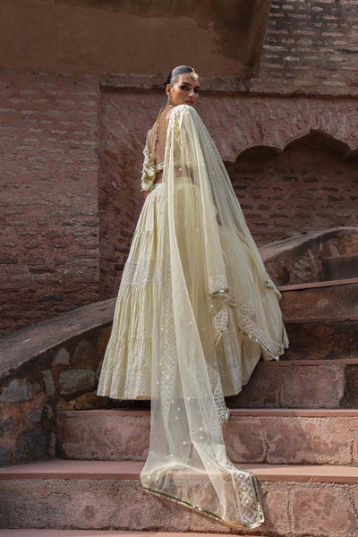 Preevin Lemon Big Border Lehenga With Embroidered Dupatta indian designer wear online shopping melange singapore 