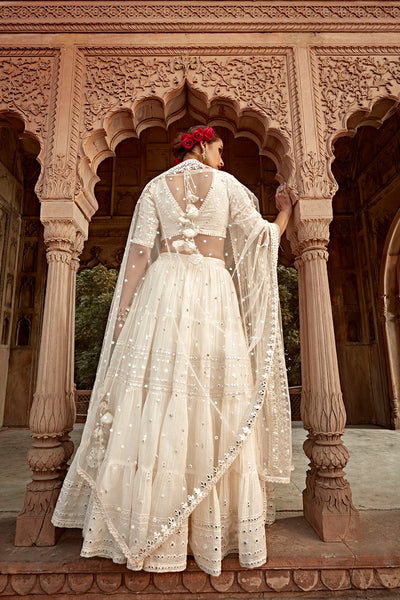 Preevin Off White All Three Lehenga With Embroidered Dupatta indian designer wear online shopping melange singapore