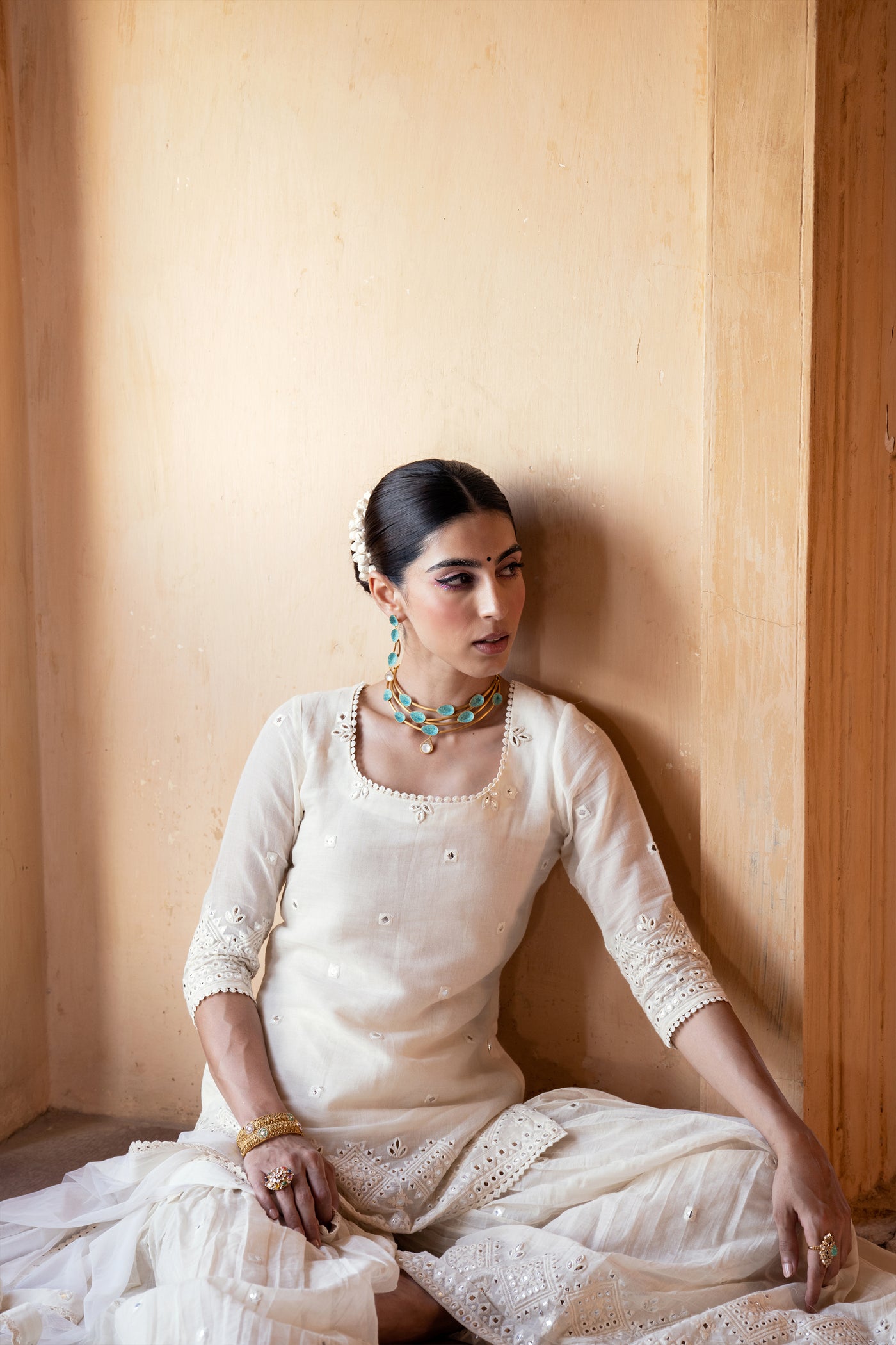 Preevin Off White Diamond Straight Sharara indian designer wear online shopping melange singapore