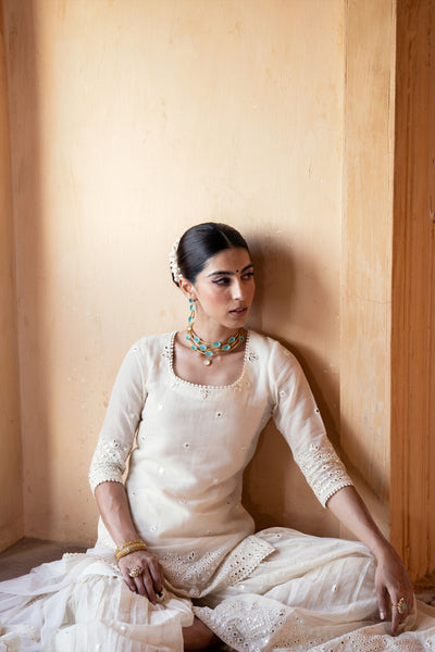 Preevin Off White Diamond Straight Sharara indian designer wear online shopping melange singapore