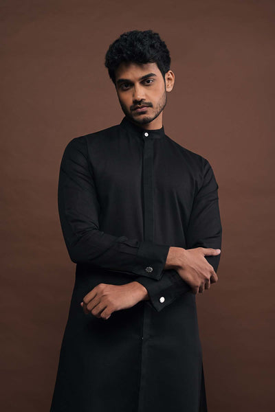 Project Bandi Black Kurta Pajama Set indian designer wear online shopping melange singapore 
